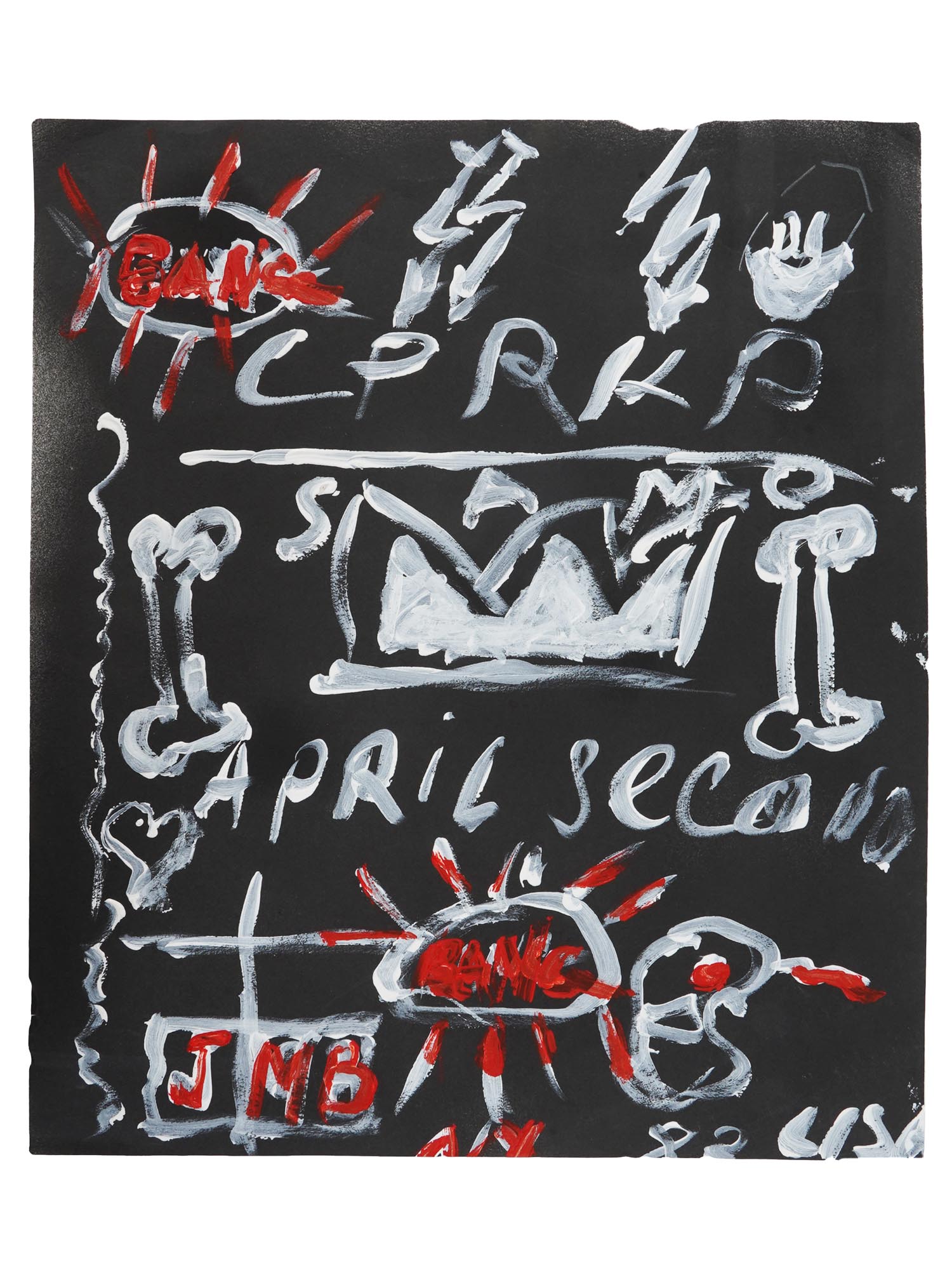 ACRYLIC PAINTING MANNER OF JEAN MICHEL BASQUIAT PIC-0